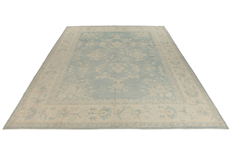 10x14 Light Blue and Ivory Turkish Oushak Rug