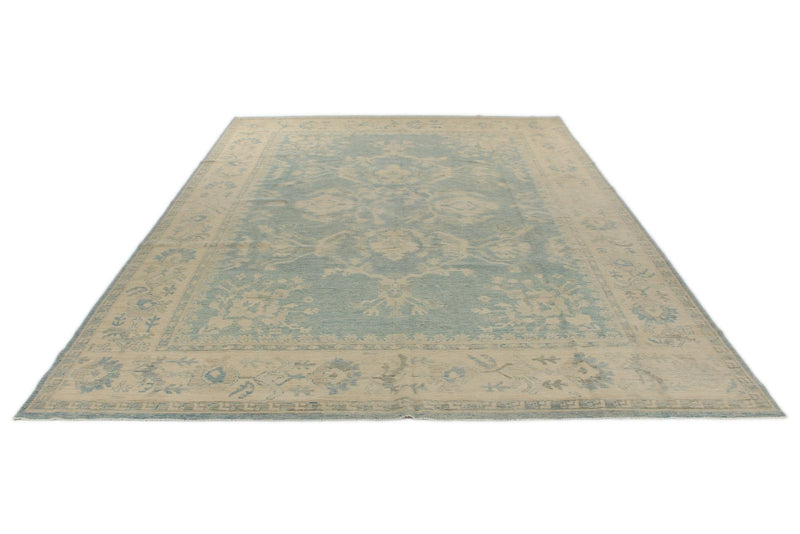 10x14 Light Blue and Ivory Turkish Oushak Rug