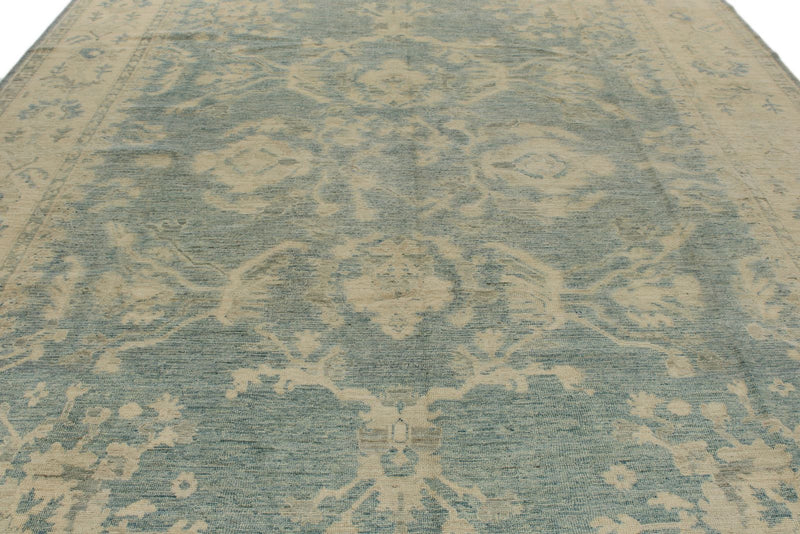 10x14 Light Blue and Ivory Turkish Oushak Rug