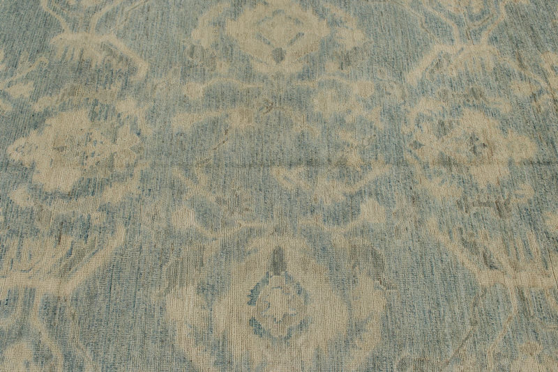 10x14 Light Blue and Ivory Turkish Oushak Rug