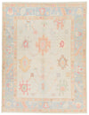 9x11 Gray and Light Blue Turkish Oushak Rug