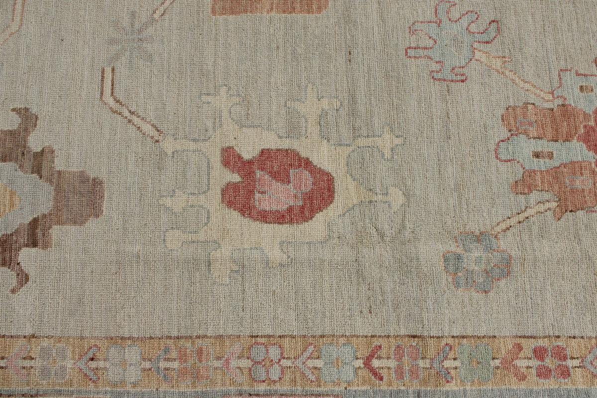 9x11 Gray and Light Blue Turkish Oushak Rug