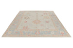 9x11 Gray and Light Blue Turkish Oushak Rug