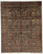 8x10 Brown and Beige Turkish Tribal Rug