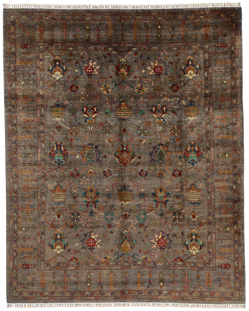 8x10 Brown and Beige Turkish Tribal Rug