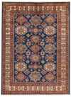 9x12 Navy and Ivory Kazak Tribal Rug