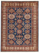 9x12 Navy and Ivory Kazak Tribal Rug