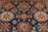 9x12 Navy and Ivory Kazak Tribal Rug