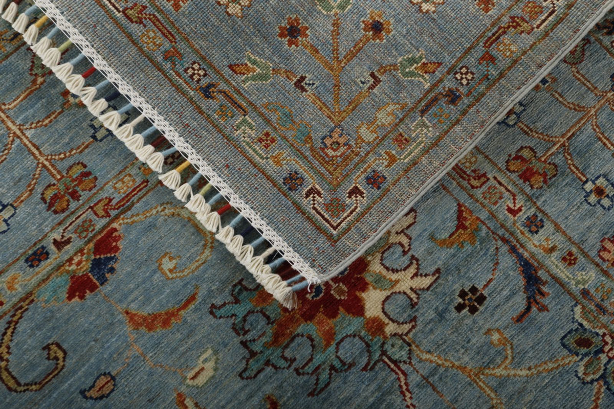 6x8 Light Blue and Multicolor Tribal Rug