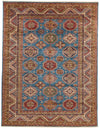 9x12 Blue and Ivory Kazak Tribal Rug