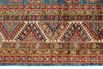 9x12 Blue and Ivory Kazak Tribal Rug