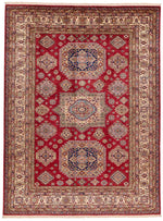 9x12 Red and Ivory Kazak Tribal Rug