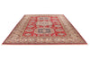 9x12 Red and Ivory Kazak Tribal Rug