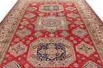 9x12 Red and Ivory Kazak Tribal Rug