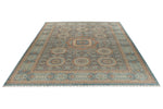 10x13 Blue and Ivory Turkish Tribal Rug