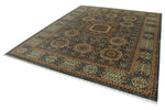 10x13 Blue and Ivory Turkish Tribal Rug