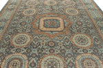 10x13 Blue and Ivory Turkish Tribal Rug