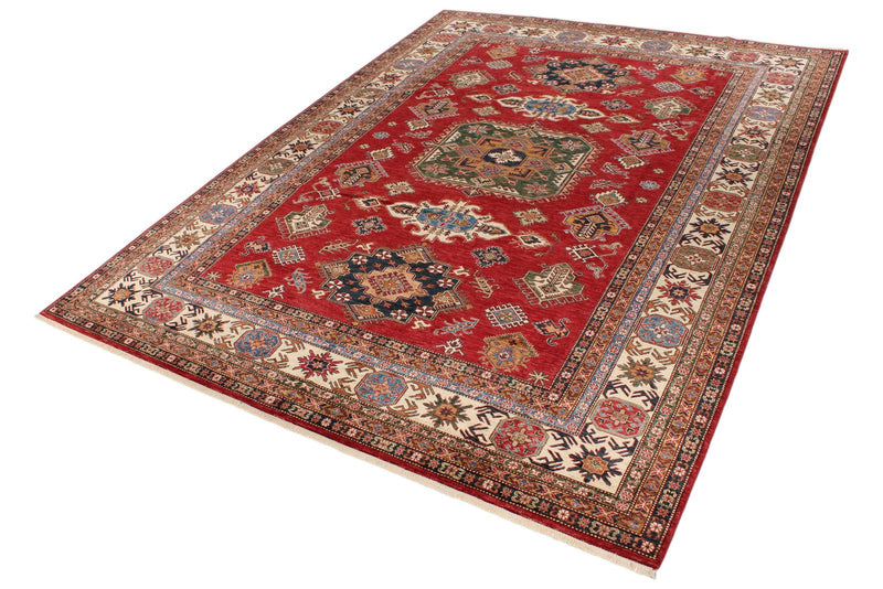 10x13 Red and Ivory Kazak Tribal Rug