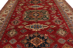 10x13 Red and Ivory Kazak Tribal Rug