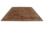 8x10 Brown and Beige Kazak Tribal Rug