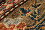 8x10 Brown and Beige Kazak Tribal Rug