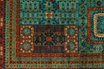 9x12 Blue and Rust Turkish Tribal Rug