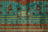 9x12 Blue and Rust Turkish Tribal Rug