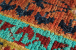 9x12 Blue and Rust Turkish Tribal Rug