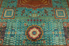 9x12 Blue and Rust Turkish Tribal Rug