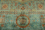 8x12 Green and Rust Turkish Tribal Rug