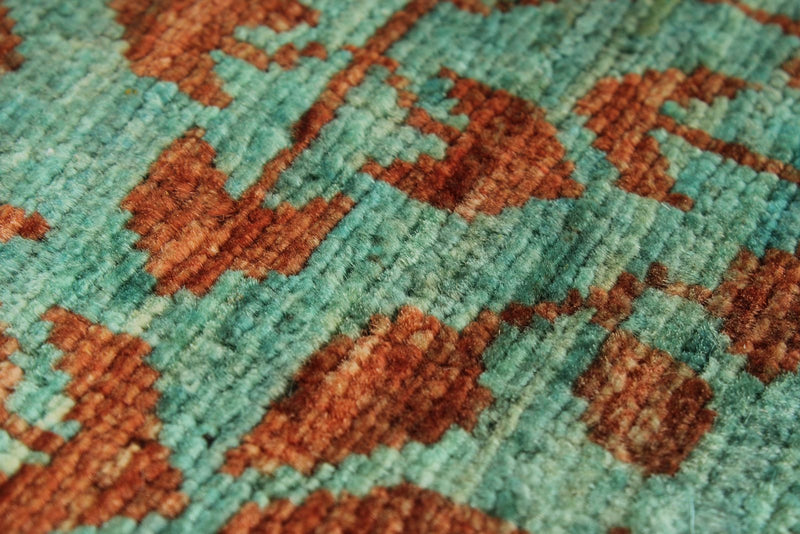 8x12 Green and Rust Turkish Tribal Rug