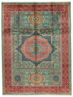 9x12 Green and Red Turkish Tribal Rug