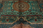 9x12 Green and Red Turkish Tribal Rug