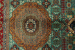 9x12 Green and Red Turkish Tribal Rug