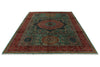 9x12 Green and Red Turkish Tribal Rug