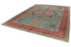 9x12 Green and Red Turkish Tribal Rug