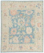 8x10 Light Blue and Beige Turkish Oushak Rug