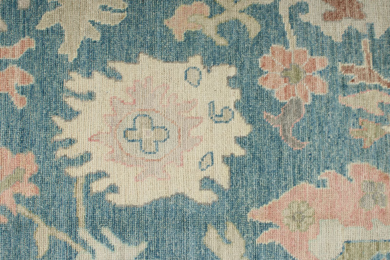 8x10 Light Blue and Beige Turkish Oushak Rug