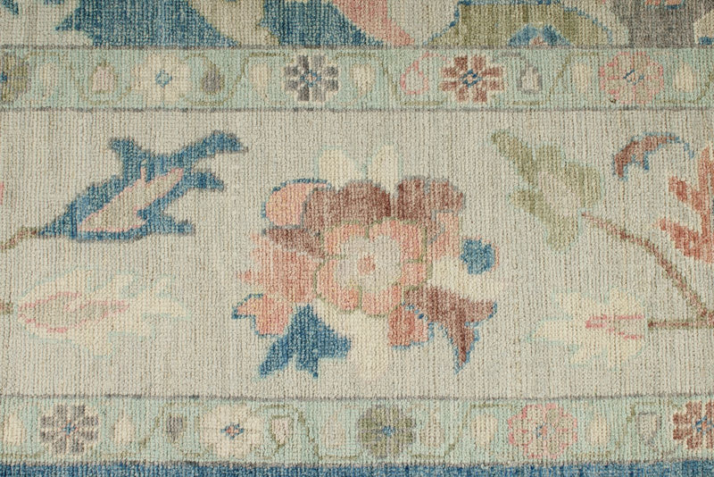 8x10 Light Blue and Beige Turkish Oushak Rug