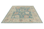 8x10 Light Blue and Beige Turkish Oushak Rug