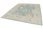 8x10 Light Blue and Beige Turkish Oushak Rug