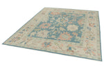 8x10 Light Blue and Beige Turkish Oushak Rug