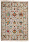 5x7 Light Gray and Multicolor Turkish Tribal Rug