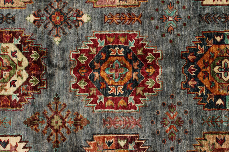 5x7 Gray and Brown Turkish Tribal Rug