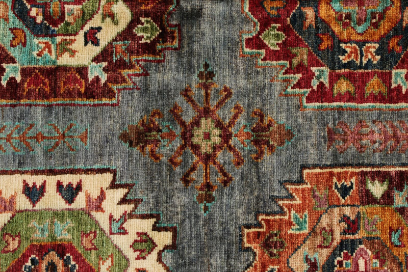 5x7 Gray and Brown Turkish Tribal Rug