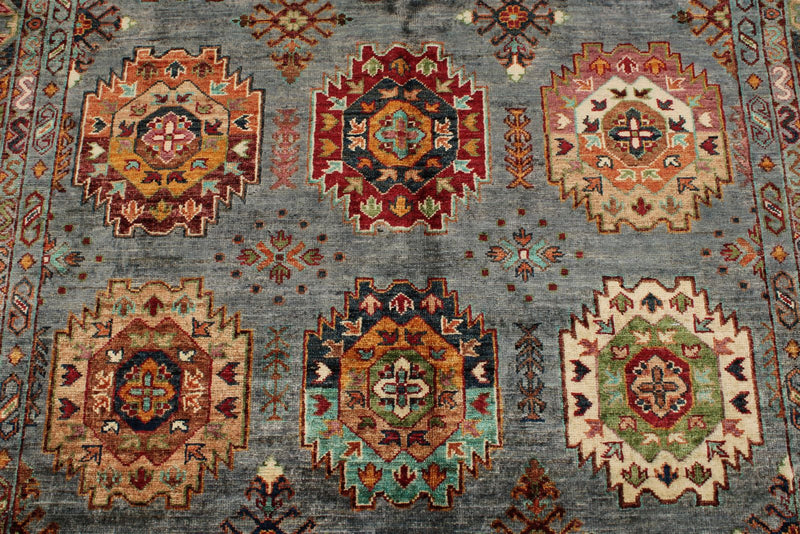 5x7 Gray and Brown Turkish Tribal Rug