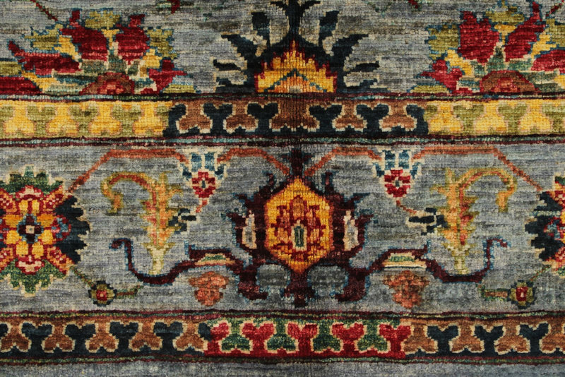 5x6 Gray and Multicolor Turkish Tribal Rug