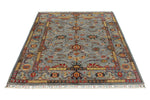 5x6 Gray and Multicolor Turkish Tribal Rug