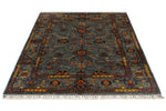 5x6 Gray and Multicolor Turkish Tribal Rug