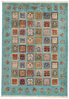 7x10 Blue and Multicolor Turkish Tribal Rug